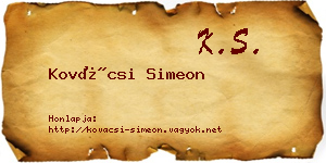 Kovácsi Simeon névjegykártya