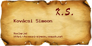 Kovácsi Simeon névjegykártya